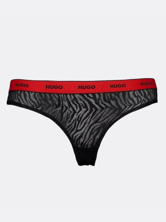 Hugo Boss Дамско Slip 3Pack с дантела Черно