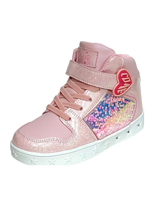 Παιδικά Sneakers High με Σκρατς Ροζ
