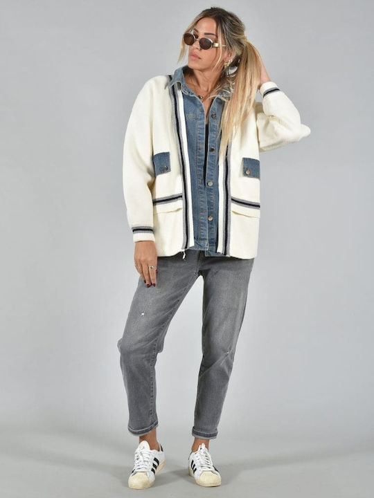 Belle Femme Women's Knitted Cardigan with Buttons cream