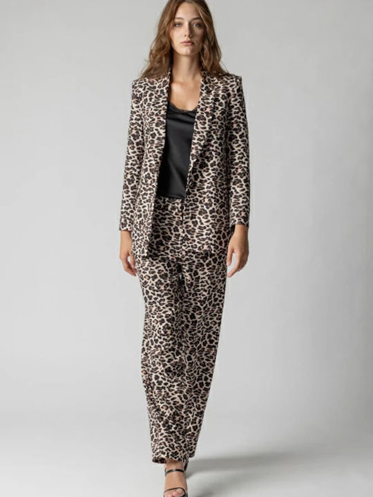 Desiree Long Women's Blazer Leopard