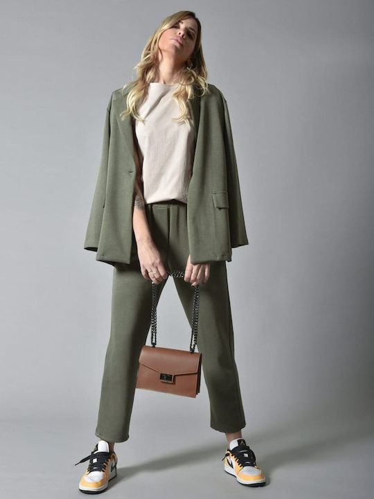 Belle Femme Damen Blazer khaki