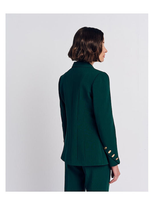 Forel Damen Krepp Mittellang Blazer Green