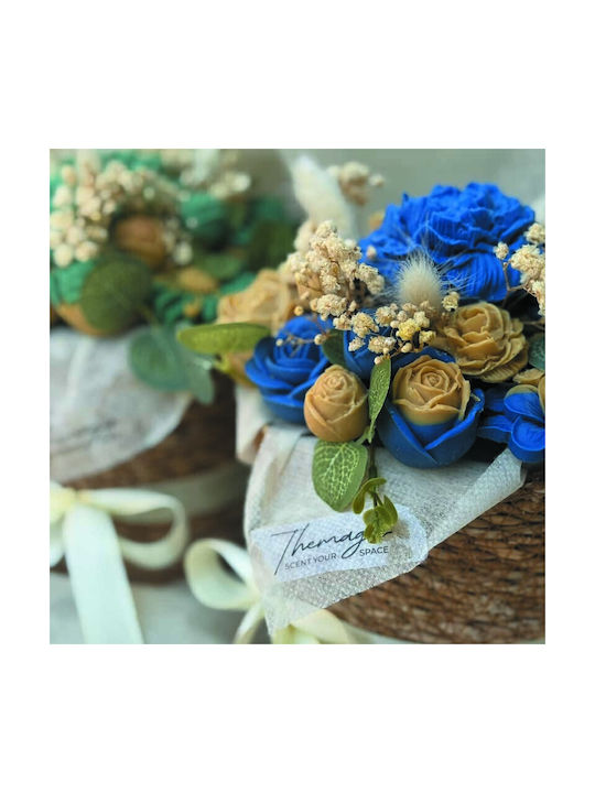 Buchet Din Flori Și Plante Artificiale Decorative Albastre În Cutie Themagio