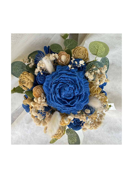 Buchet Din Flori Și Plante Artificiale Decorative Albastre În Cutie Themagio