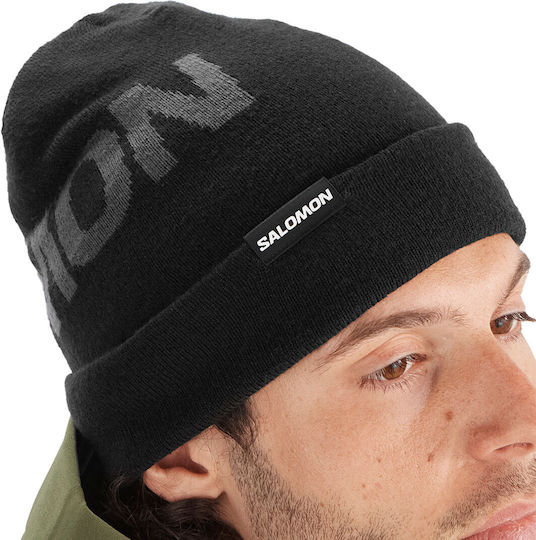 Beanie Unisex Σκούφος Πλεκτός σε Μαύρο χρώμα