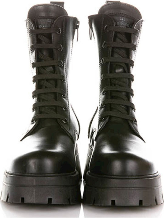 Leder Stiefeletten Damen Schwarz