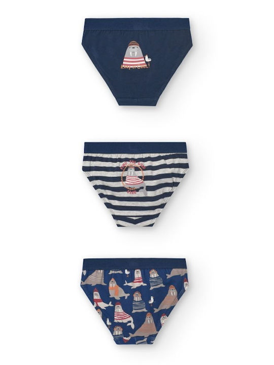 Boboli Σετ Παιδικά Βρακάκια Ocean Blue 3τμχ