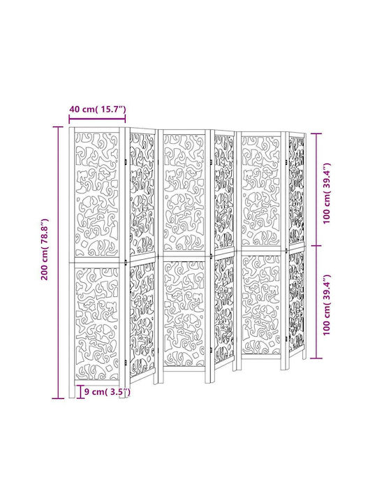 vidaXL Dekorativer Raumteiler Hölzernes mit 6 Paneelen 210x200cm