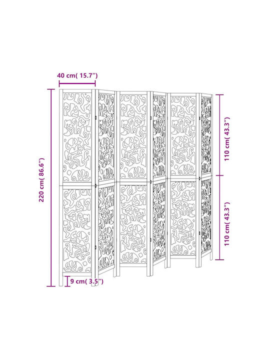 vidaXL Dekorativer Raumteiler Hölzernes mit 6 Paneelen 210x220cm