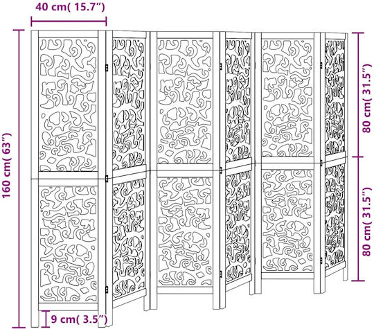 vidaXL Decorative Room Divider Wooden with 6 Panels 210x160cm