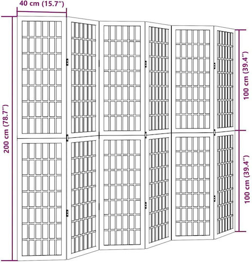 vidaXL Декоративен Параван Дървени с 6 Панела 210x200см