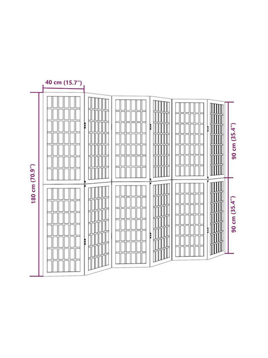 vidaXL Διακοσμητικό Παραβάν Ξύλινο με 6 Φύλλα 210x180cm