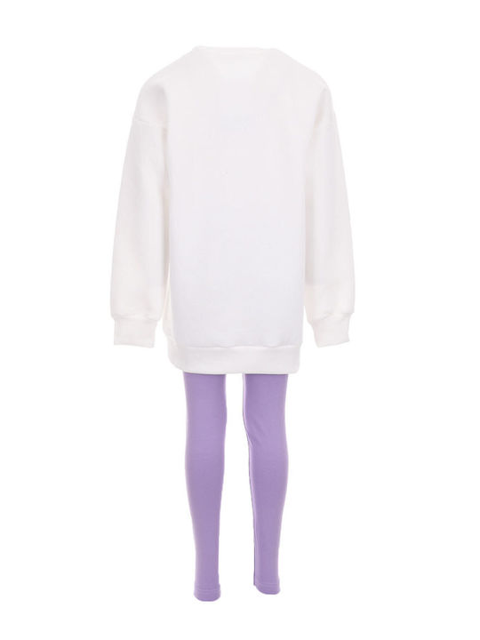 Action Sportswear Kinder Set mit Leggings Winter 2Stück Ecru-lilac