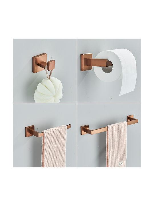 Set Accesorii Baie Metalic Roz 4buc Set Accesorii Baie Metalic Roz 4buc