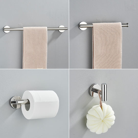 Badezimmer-Accessoire-Set Metall Silber 4Stück Badezimmer-Accessoire-Set Metall Silber 4Stück