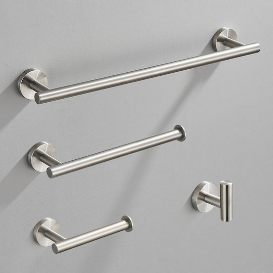 Badezimmer-Accessoire-Set Metall Silber 4Stück
