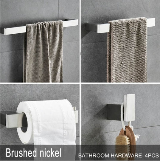 Badezimmer-Accessoire-Set Metall Silber 4Stück Badezimmer-Accessoire-Set Metall Silber 4Stück
