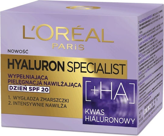 L'Oreal Paris Hyaluron Specialist Κρέμα Προσώπου Ημέρας με SPF20 για Ενυδάτωση, Αντιγήρανση & Ανάπλαση με Υαλουρονικό Οξύ 50ml