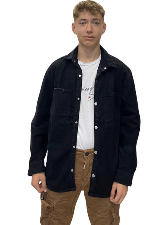 Long-sleeved Denim Shirt Black