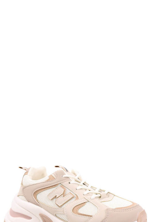 Beige Moderne Sneakers Materialkombination