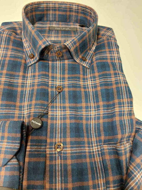 Long-sleeved Shirt Checked Blue/Orange
