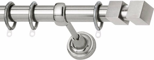 Metallic Curtain Pole Sierra Double with Rod Diameter 25mm Length 160cm Nickel Satin A298985_20007