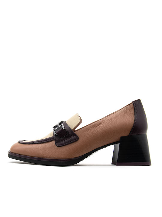 Hispanitas Leder Pumps mit mittelhohem Absatz Ecru