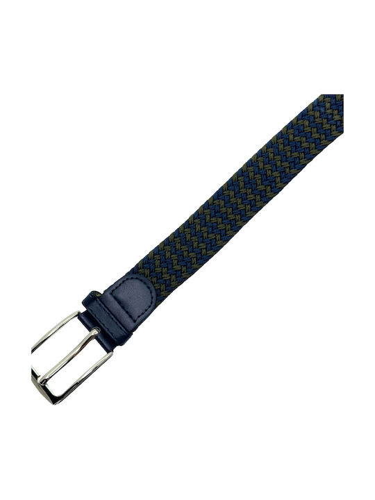 Senior Men's Knitted Fabric Wide Elastic Belt Blue