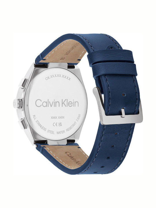 Calvin Klein Distinguish Ανδρικό Ρολόι Μπαταρίας με Μπλε Δερμάτινο Λουράκι