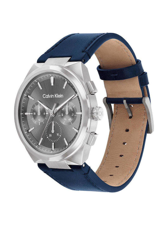 Calvin Klein Distinguish Ανδρικό Ρολόι Μπαταρίας με Μπλε Δερμάτινο Λουράκι