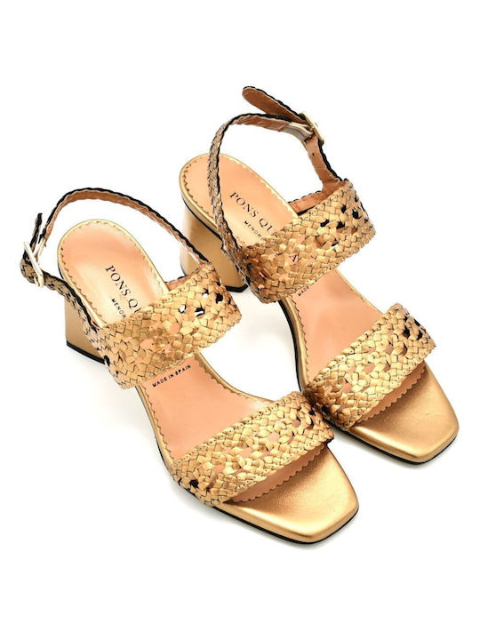 Pons Quintana Leather Women's Sandals Gold