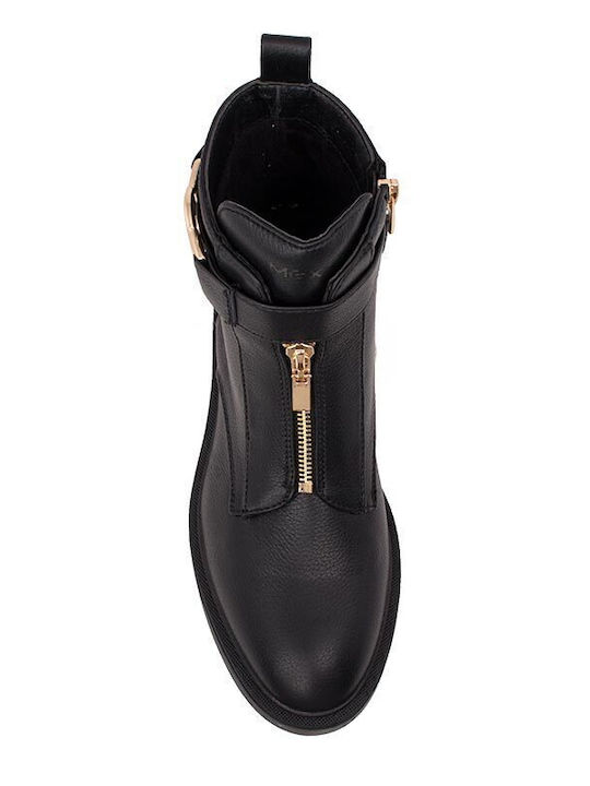 Leder Stiefeletten Damen Schwarz