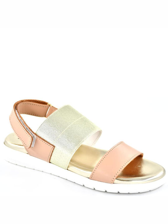 Impronte Shoes Leather Women's Flat Sandals in Pink Color