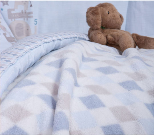 Nef-Nef Homeware Pătură Pepinieră Swaddling pături Rhombus Fleece Albastru Blue 75x110cm