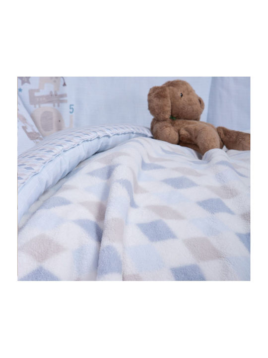 Nef-Nef Homeware Decke Kinderbett Rhombus Vlies Blau Blue 110x150cm