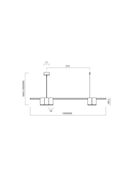 Eko Light Hängelampe Schwarz Schiene 100cm.