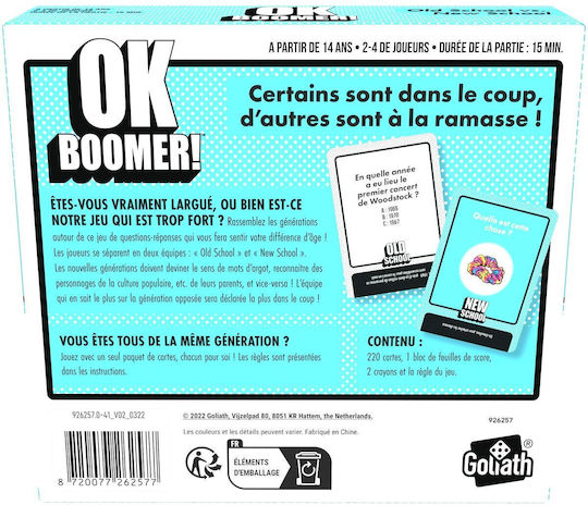 Board Game OK Boomer! for 2-4 Players 14+ Years Old (FR) Goliath Games