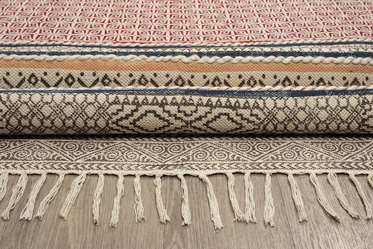 Newplan Art 0457 Handgefertigt Rutschfest Teppich Rechteckig Synthetisch,Polyester/Cotton/Leather mit Fransen Mehrfarbig