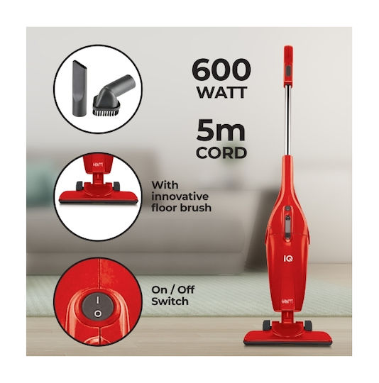 IQ VC-920 Ηλεκτρική Σκούπα 2 σε 1 Stick & Χειρός 600W Κόκκινη