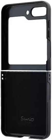 Logo Kitty Head Back Cover Plastic / Piele Negru (Galaxy Z Flip5)