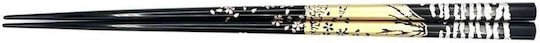 Chopsticks Handmade Wooden Black Lacquer Design 22.5 cm 2 Pcs Kenro