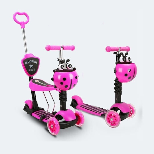 Kids Scooter Foldable Scooter Walker 501 3-Wheel with Seat for 3+ Years Pink