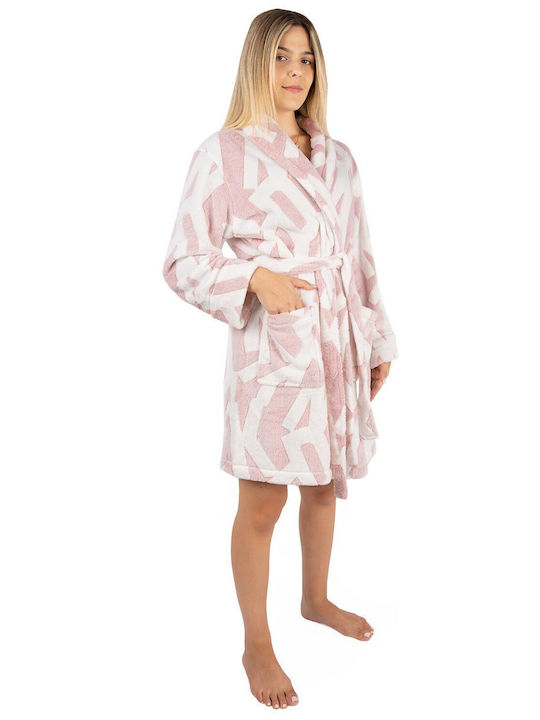 DKNY Winter Women's Fleece Robe Pink