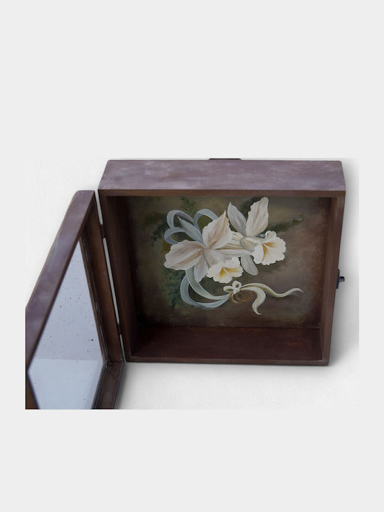 Artefakt Handgefertigte Hochzeitskronenbox Lilien Ringe 27x27x9cm