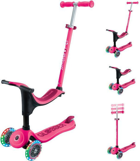 Globber Kids Scooter Go.Up Sporty Lights 3-Wheel with Seat for 15 Months Fuchsia