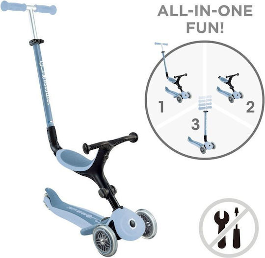 Globber Kids Foldable Scooter Go.Up Active Eco 3-Wheel with Seat for 15 Months Blueberry