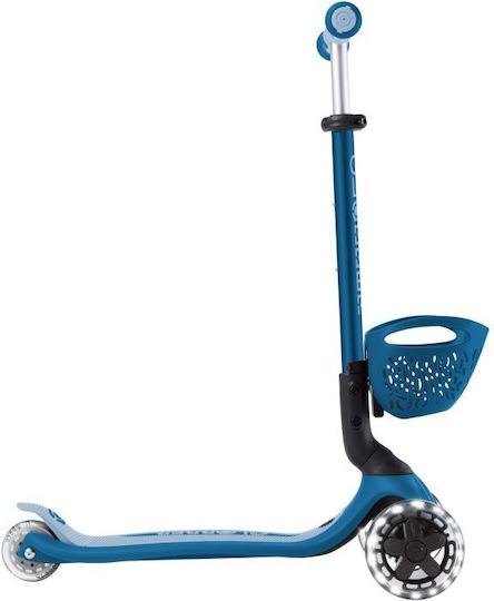Globber Kids Scooter Foldable Go.Up Baby Lights 360 3-Wheel with Seat for 15 Months Dark Blue
