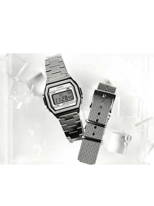 Casio Ceas Digital De Bărbați 38mm Cu Baterie Și Brățară Din Metal Argintie