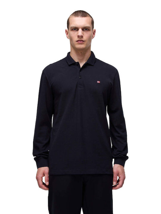 Napapijri Ealis Herren Langarmshirt Polo BLACK