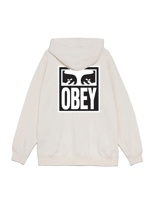 Obey Eyes Ανδρική Φούτερ Ζακέτα με Κουκούλα Silver Grey